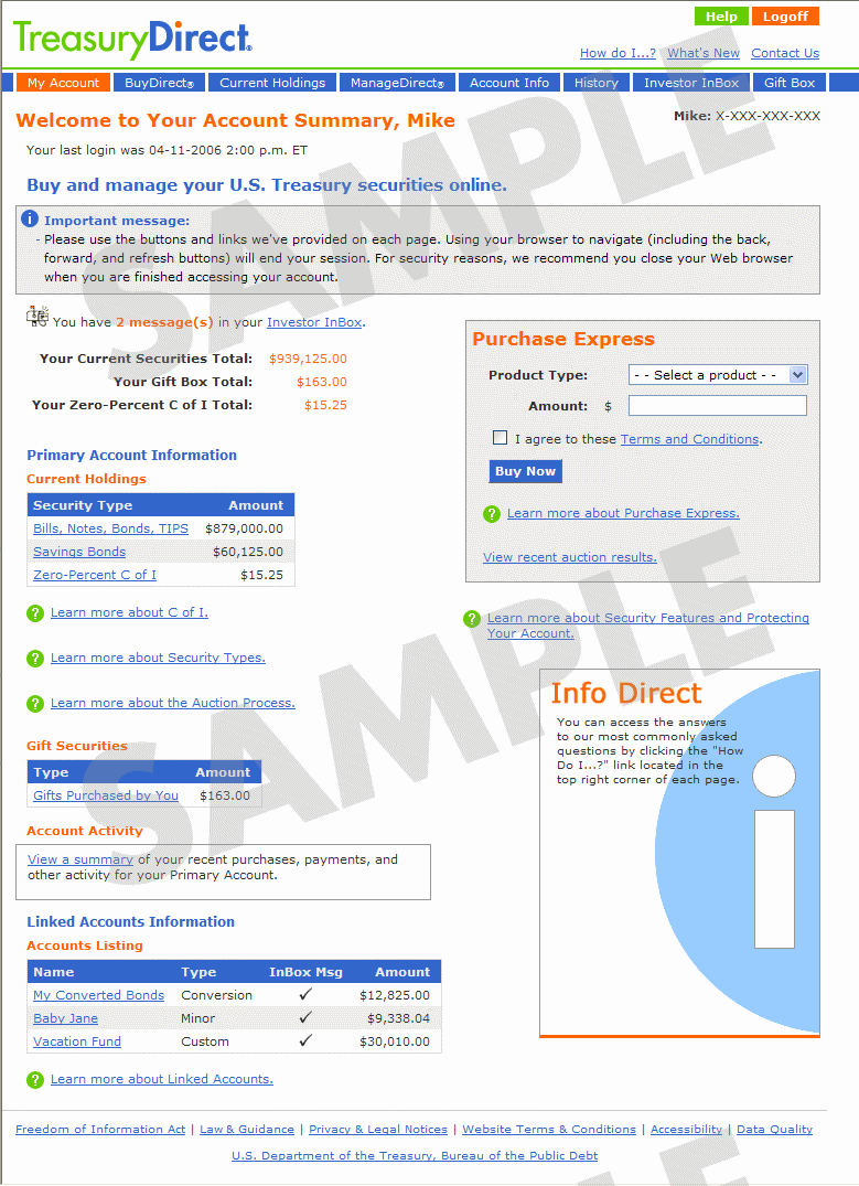 Welcome to TreasuryDirect!